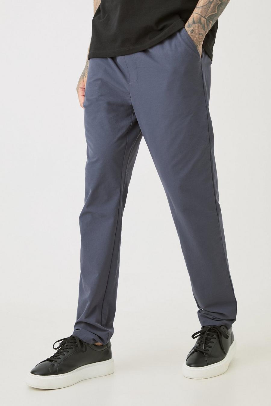 Dark grey Tall Elasticated Lightweight Technical Stretch Slim Fit Trousers