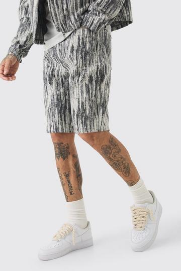 Grey Tall Relaxed Fit Fabric Interest Jean Shorts