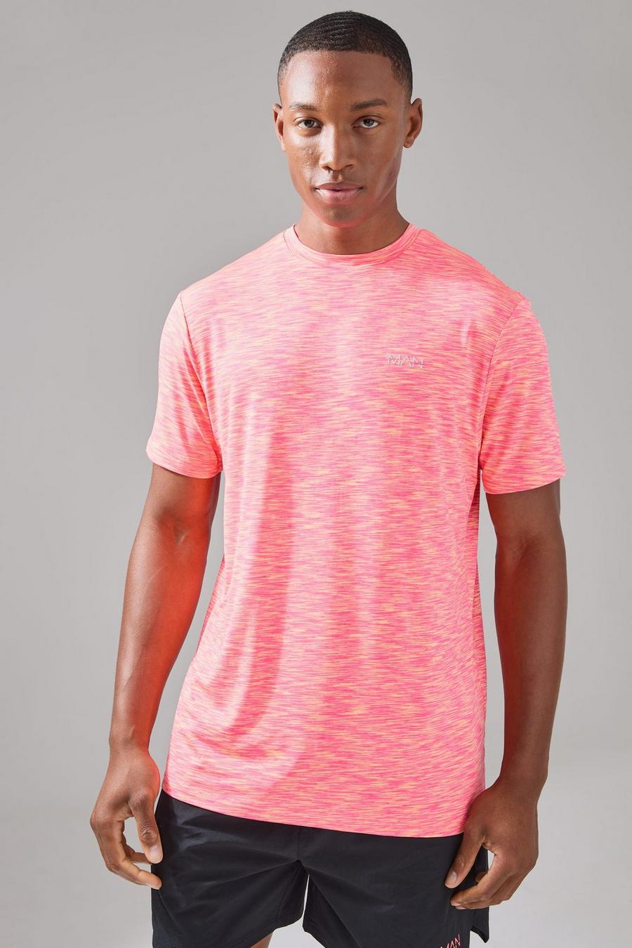 Pink Man Active Lightweight Space Dye Marl Short Sleeve T-shirt image number 1