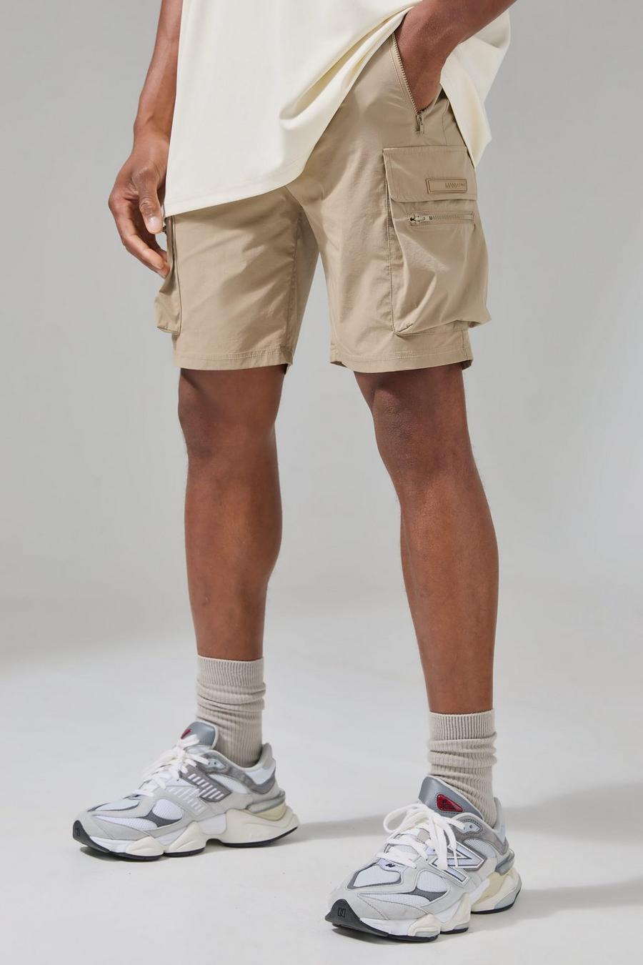Taupe Man Active Lightweight 5inch Slim Cargo Shorts image number 1
