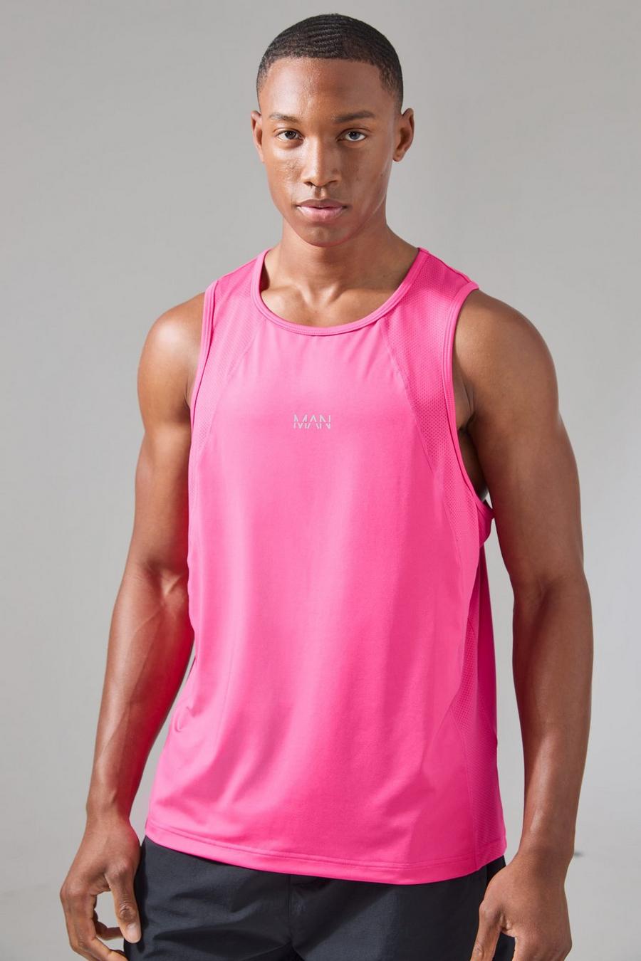 Pink Man Active Mesh Panelled Vest