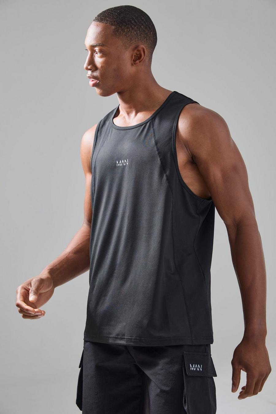 Black Man Active Mesh Panelled Vest image number 1