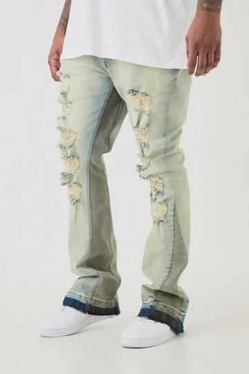 Plus Gescheurde Flared Stretch Skinny Jeans Met Gusset Detail antique wash