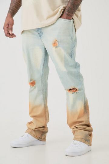 Plus Distressed Tinted Stretch Skinny Flared Jeans light wash