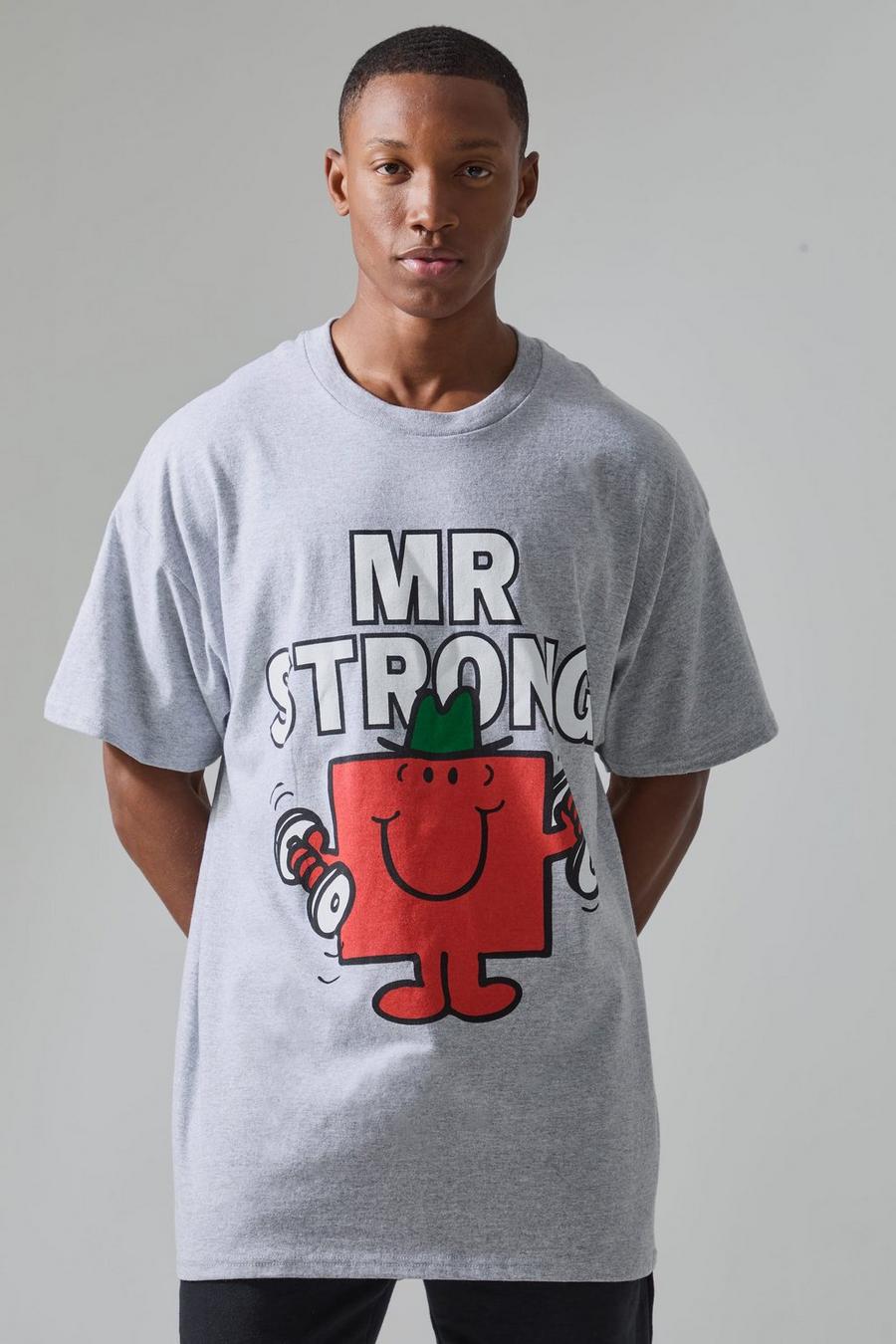 Grey marl Active Mr Men Mr Strong License T-shirt