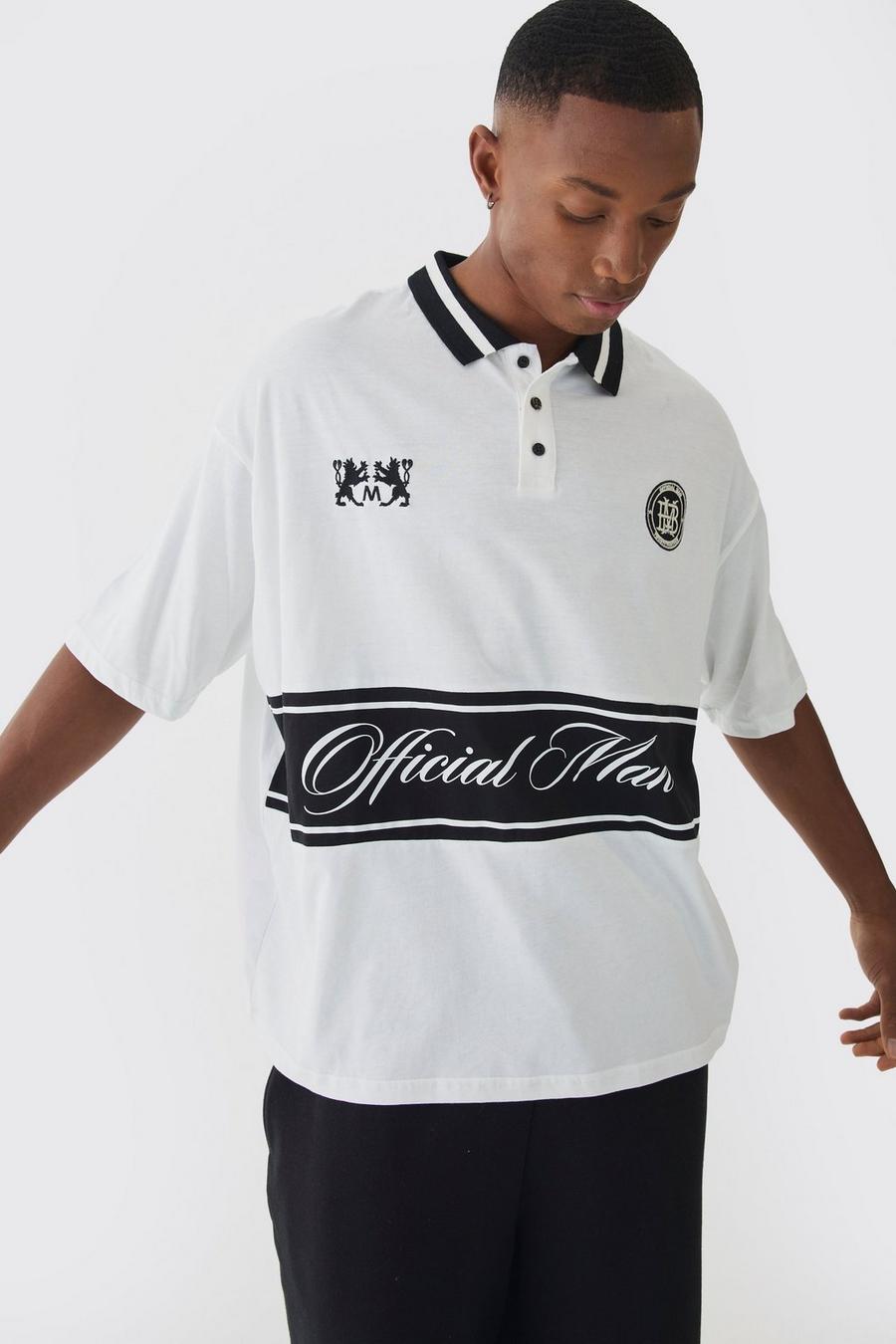 Black Oversized Embroidered Rugby Polo Short Sleeve
