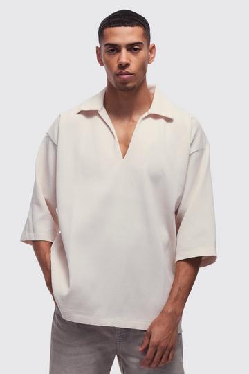 Pleated Oversized V Neck Shirt ecru