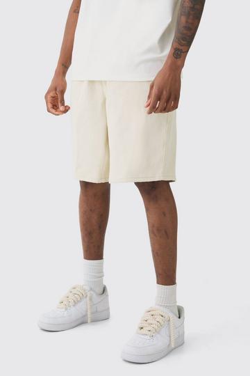 Tall Elasticated Waist Drawcord Detail Slim Fit Shorts In Ecru ecru