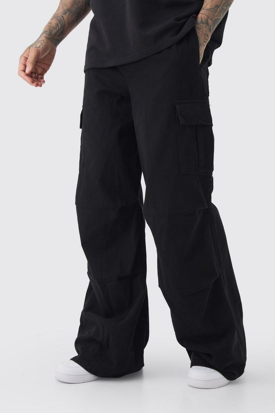 Tall Extreme Baggy Fit Cargo Trousers In Black