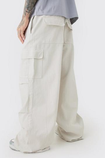 White Tall Extreme Baggy Fit Cargo Trousers In Ecru