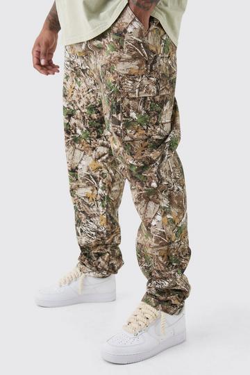 Plus Forest Camo Slim Stacked Multi Cargo Trouser sand