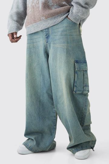 Plus Denim Cargo Parachute Jean antique blue