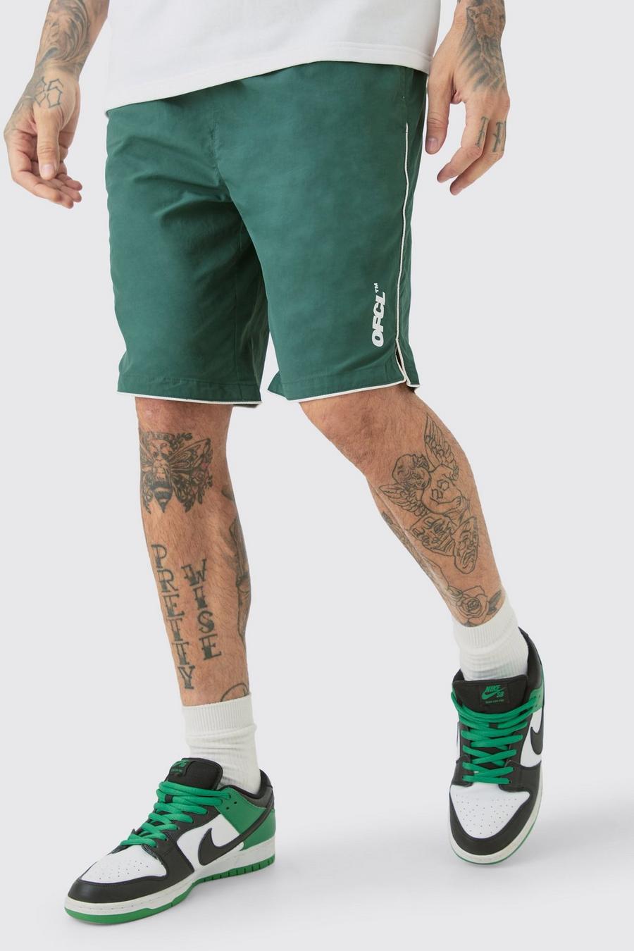 Green Tall Piping Detail Shorts