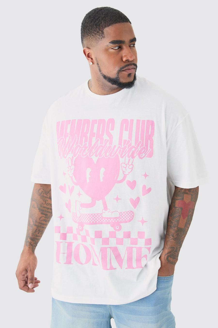 Grande taille - T-shirt à imprimé Members Club, White