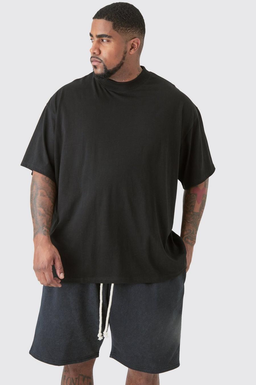 Black Plus Oversized Extended Neck T-shirt image number 1