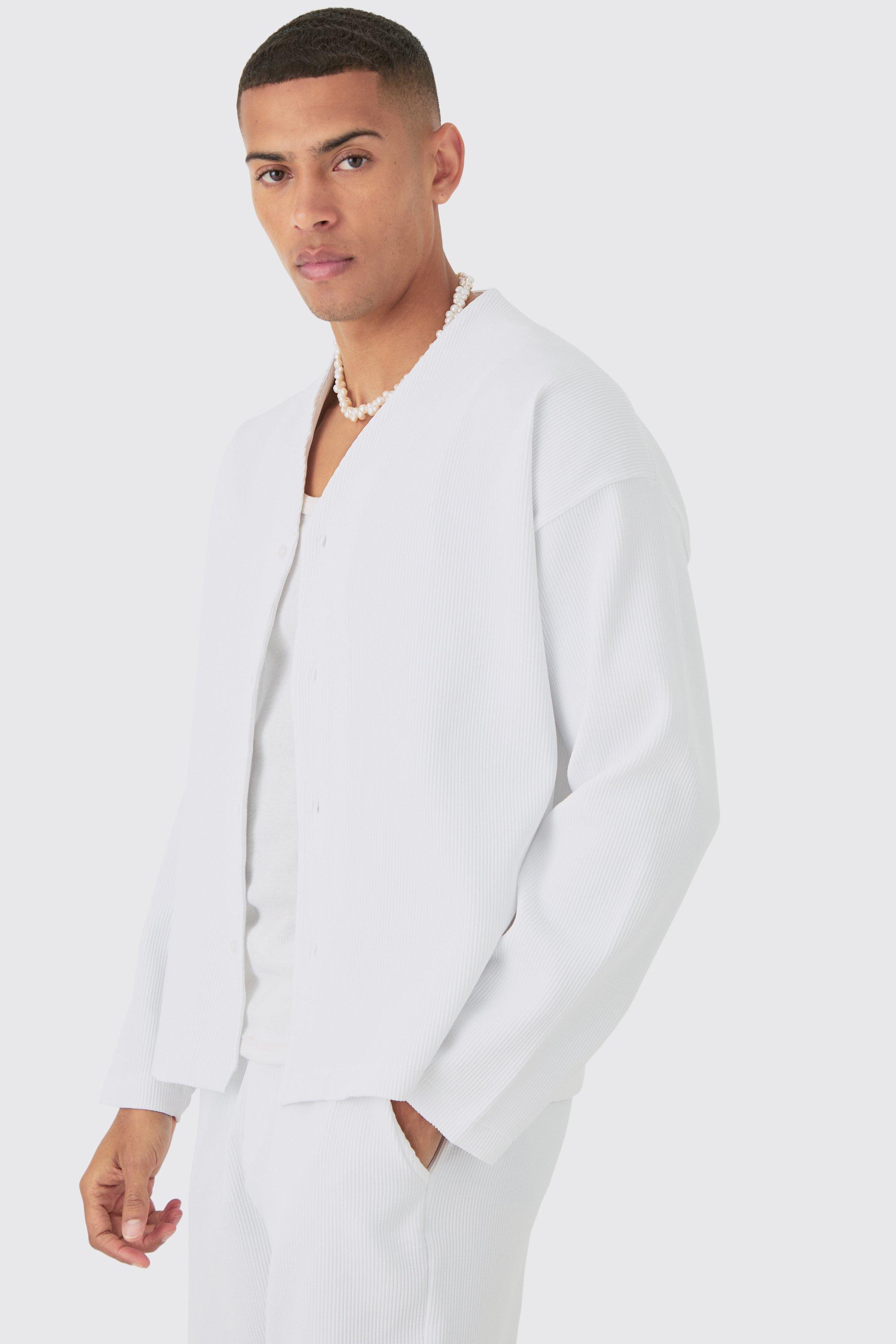 Camisa manga larga sin cuello hombre cheap