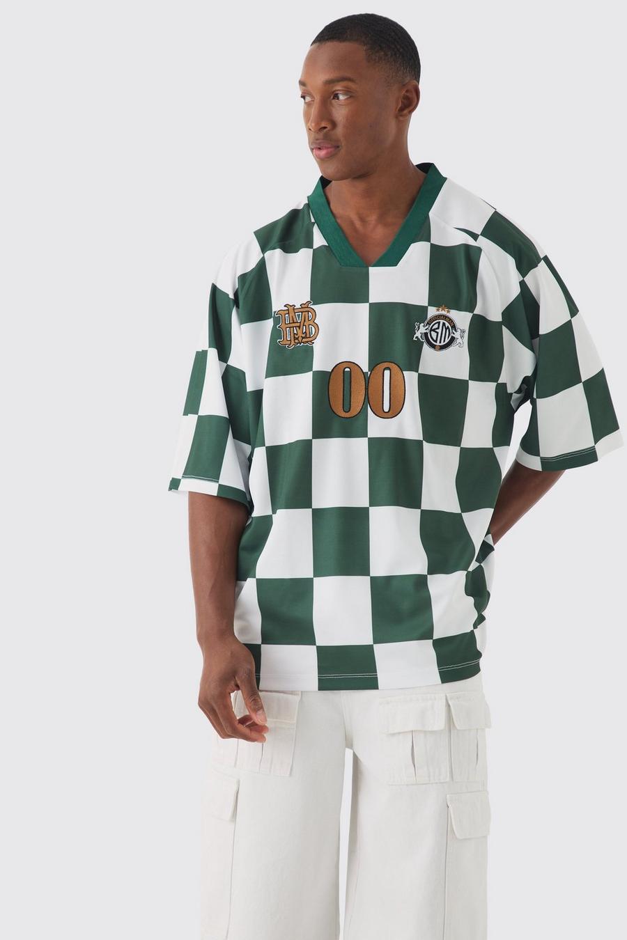 Green Half Sleeve Raglan Checkerboard Pique Football T-shirt image number 1