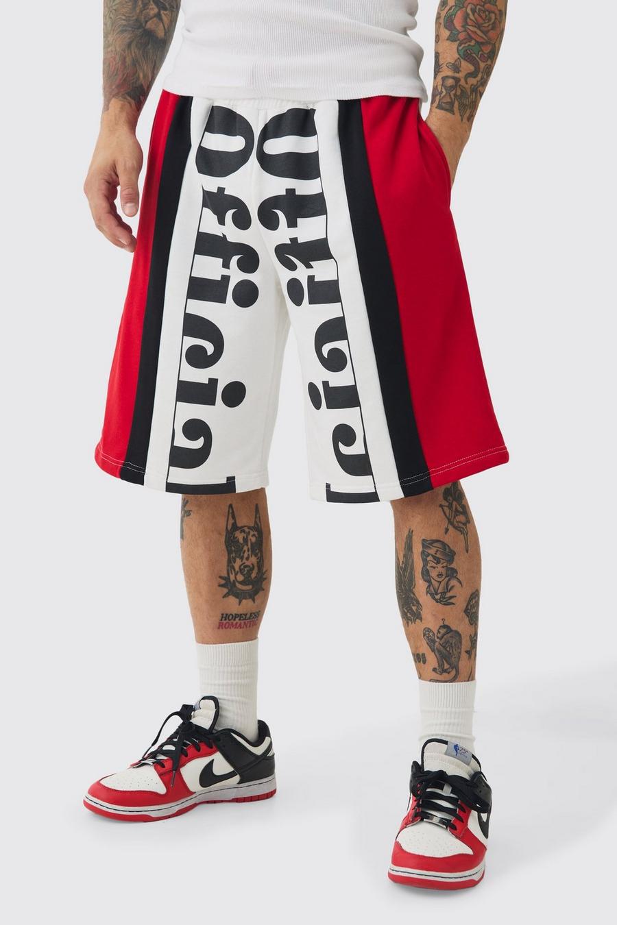 Red Oversized Long Length Official Loopback Shorts