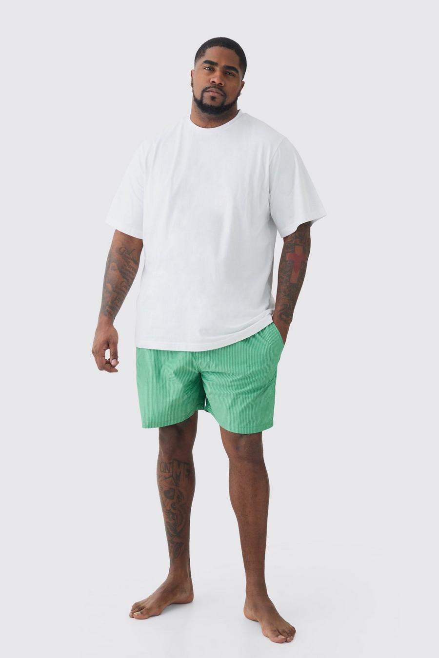 Green Plus T-shirt & Short Stripe Lounge Set