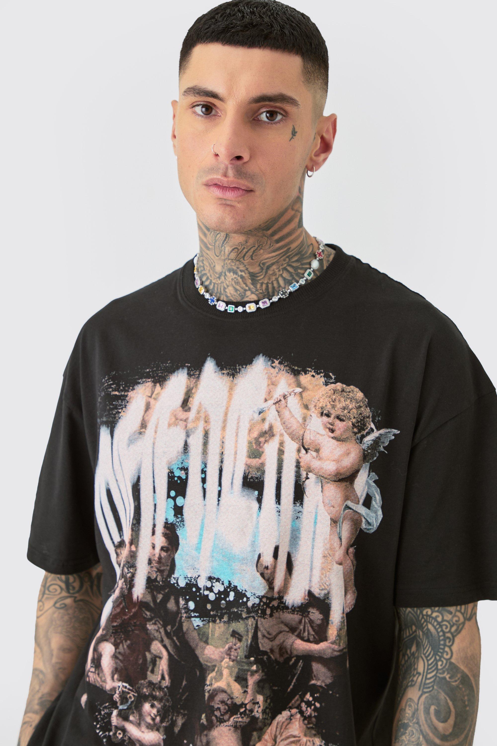 Tall Oversized Official Renaissance Print T-shirt In Black