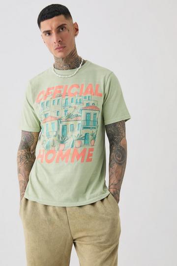 Green Tall Official Landscape Graphic T-Shirt In Light Sage