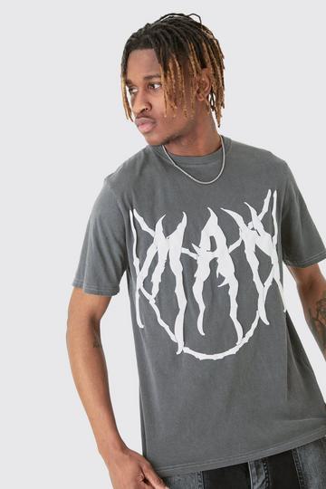 Tall Core Man Chain Puff Graphic T-Shirt In Grey grey