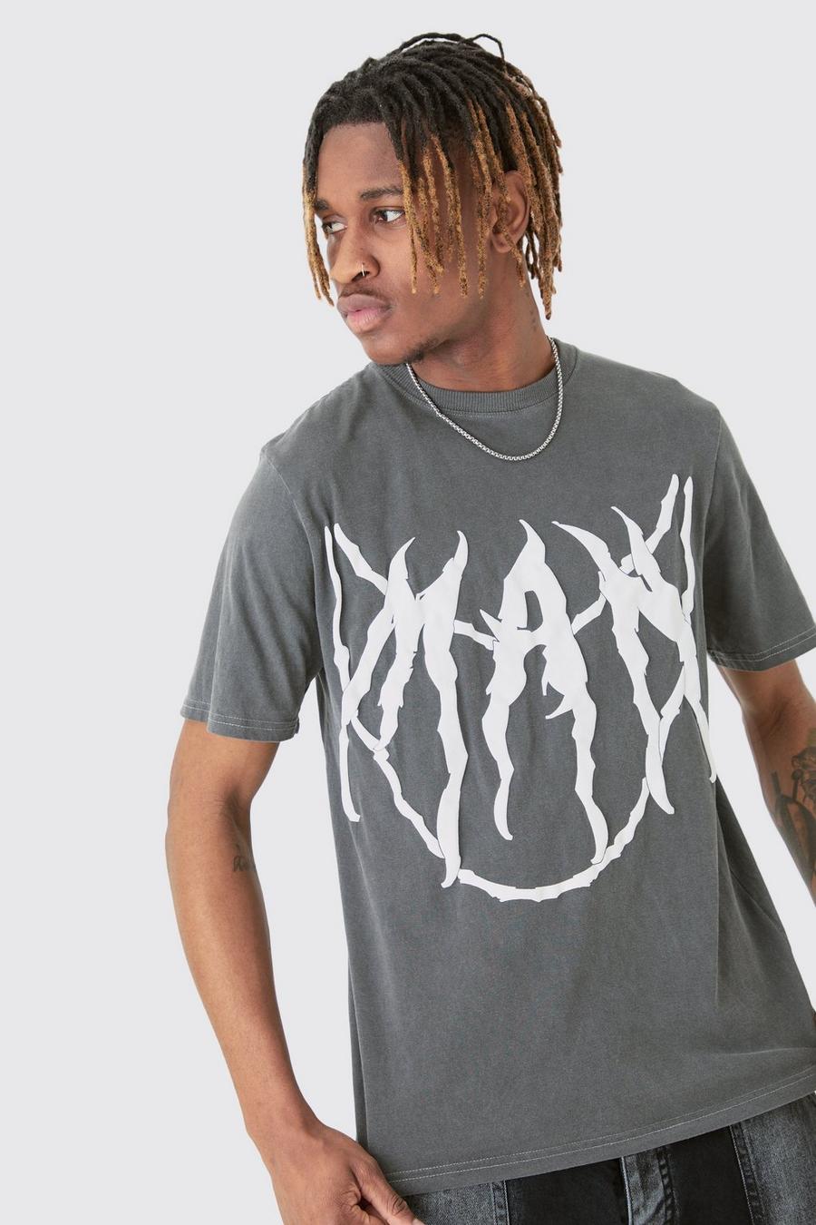 Tall Core Man Chain Puff Print T-shirt In Grey