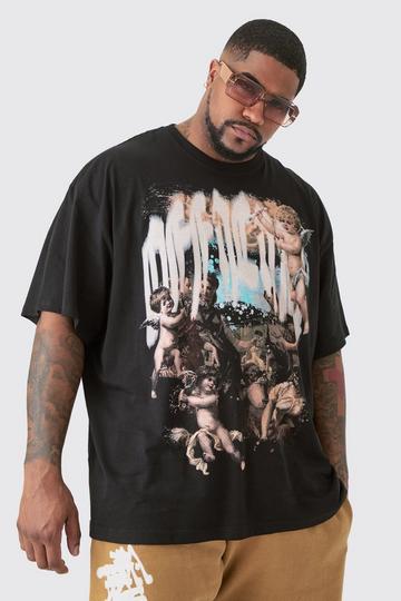 Plus Oversized Official Renaissance Print T-shirt In Black black