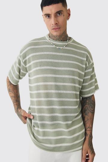 Tall Stripe Knit Relaxed T-shirt sage