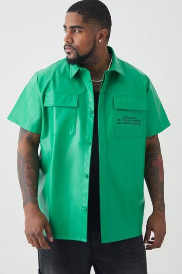 Green Plus Pu Two Pocket Shirt In Green