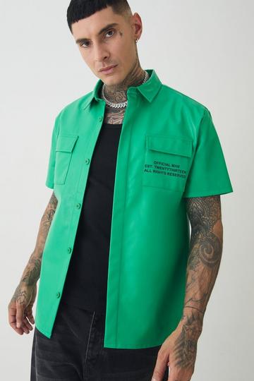 Green Tall PU Two Pocket Shirt In Green