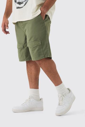 Plus Baggy Shorts Met Elastische Taille En Touwtjes khaki