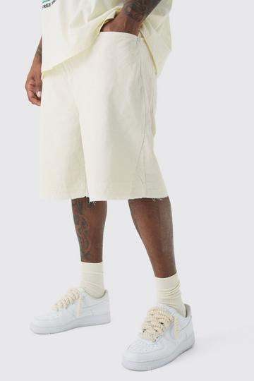 Plus Fixed Waist Raw Hem Relaxed Gusset Shorts ecru