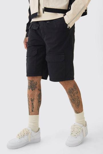 Tall Elasticated Waist Relaxed Contrast Stitch Shorts black