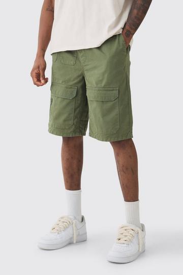 Tall Baggy Contrasterende Shorts Met Touwtjes En Elastische Taille khaki