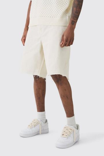 Tall Fixed Waist Raw Hem Relaxed Gusset Shorts ecru