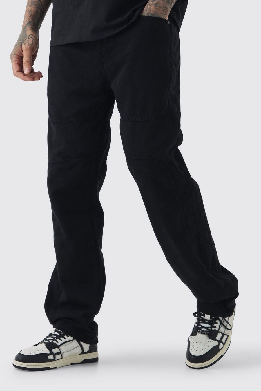 Tall Stitch Panel Overdye Trousers In Black