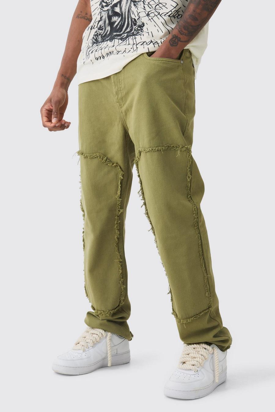 Tall Slim Leg Overdyed Carpenter Trouser In Khaki image number 1