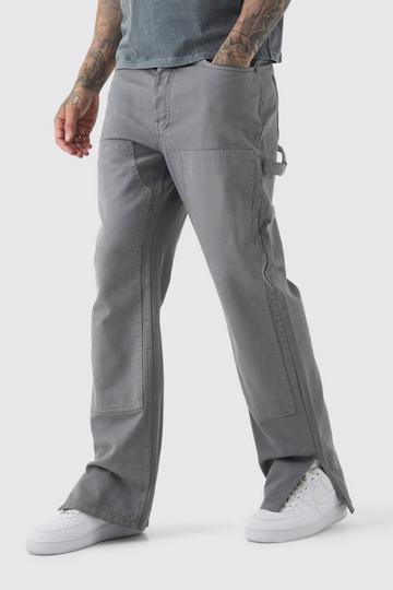 Tall Relaxed Overdye Carpenter Split Hem Pants In Charcoal charcoal