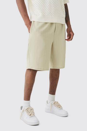 Tall Herringbone Detail Elasticated Waist Short In Stone stone