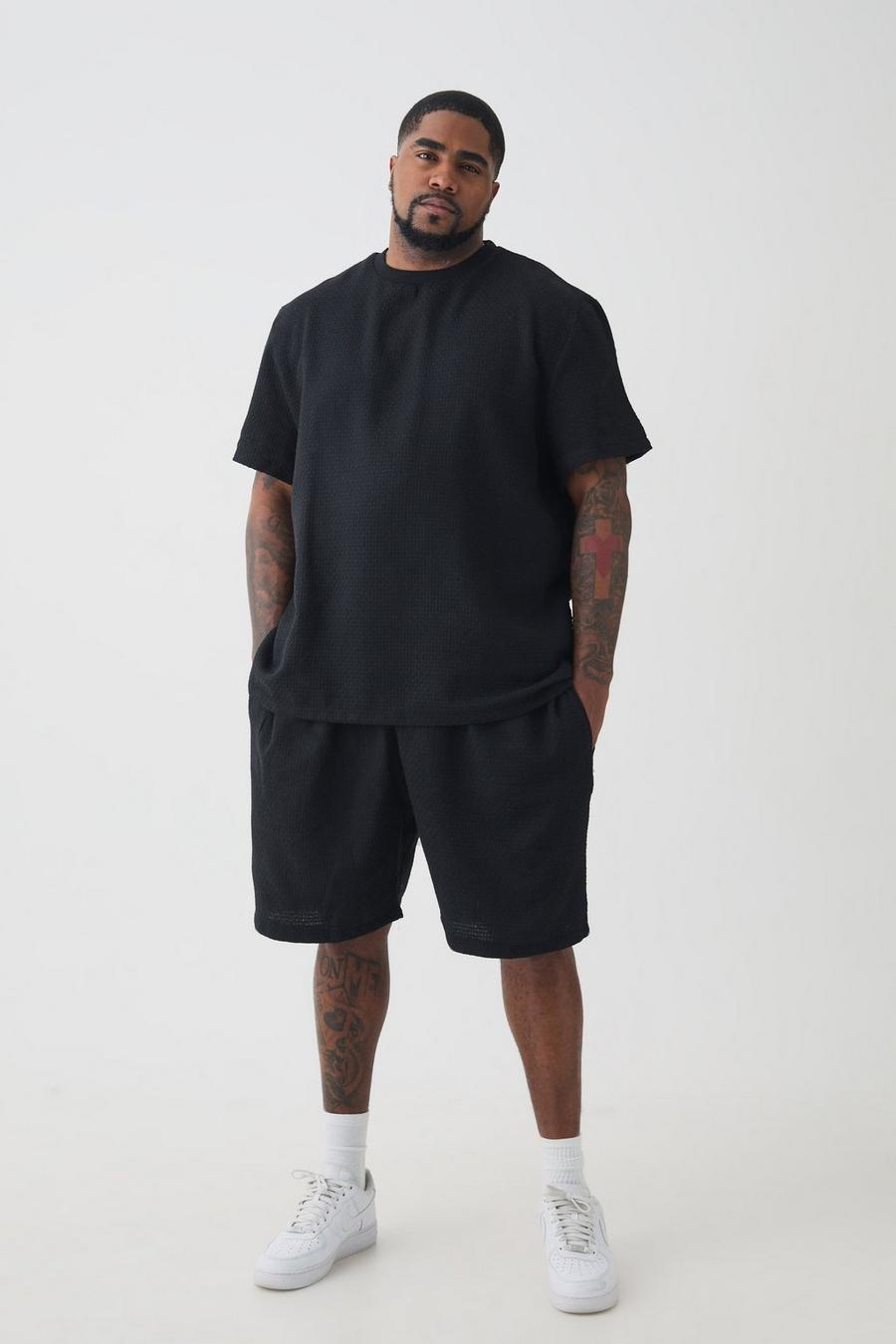 Black Plus Jacquard T-shirt & Relaxed Short