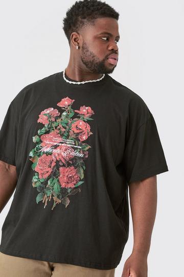 Plus Floral Print Graphic T-shirt black