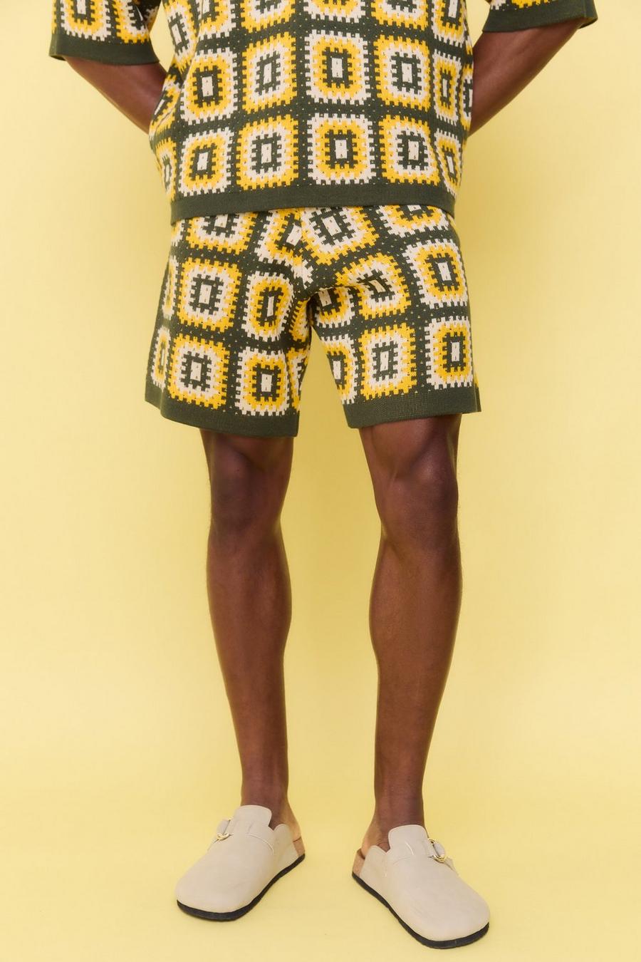 Khaki Virkade shorts med ledig passform image number 1