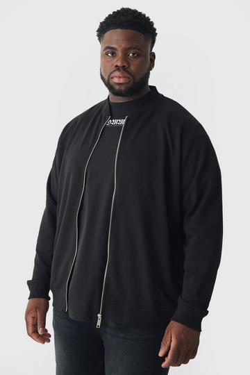 Plus Jersey Knit Bomber Jacket black