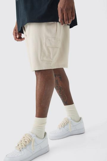 Grande taille - Short cargo délavé en jersey light khaki