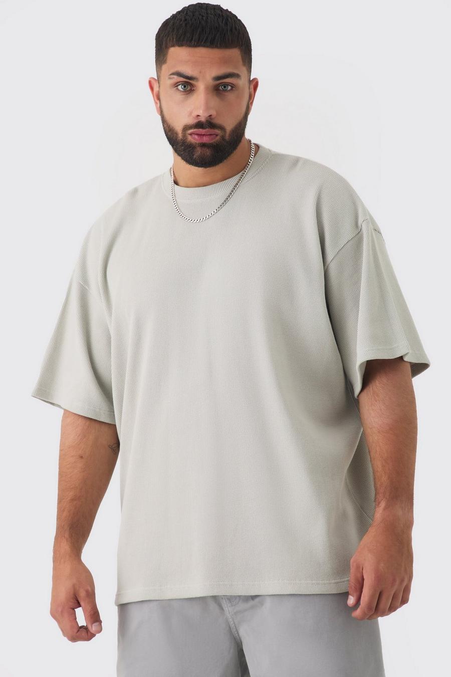 Grey Plus Oversized Waffle T-shirt image number 1