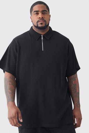 Black Plus Waffle Polo