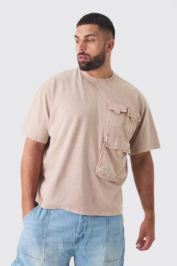 Plus Washed Utility Pocket T-shirt chocolate