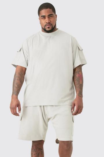 Plus Utility Pocket T-shirt & Cargo Short Set grey