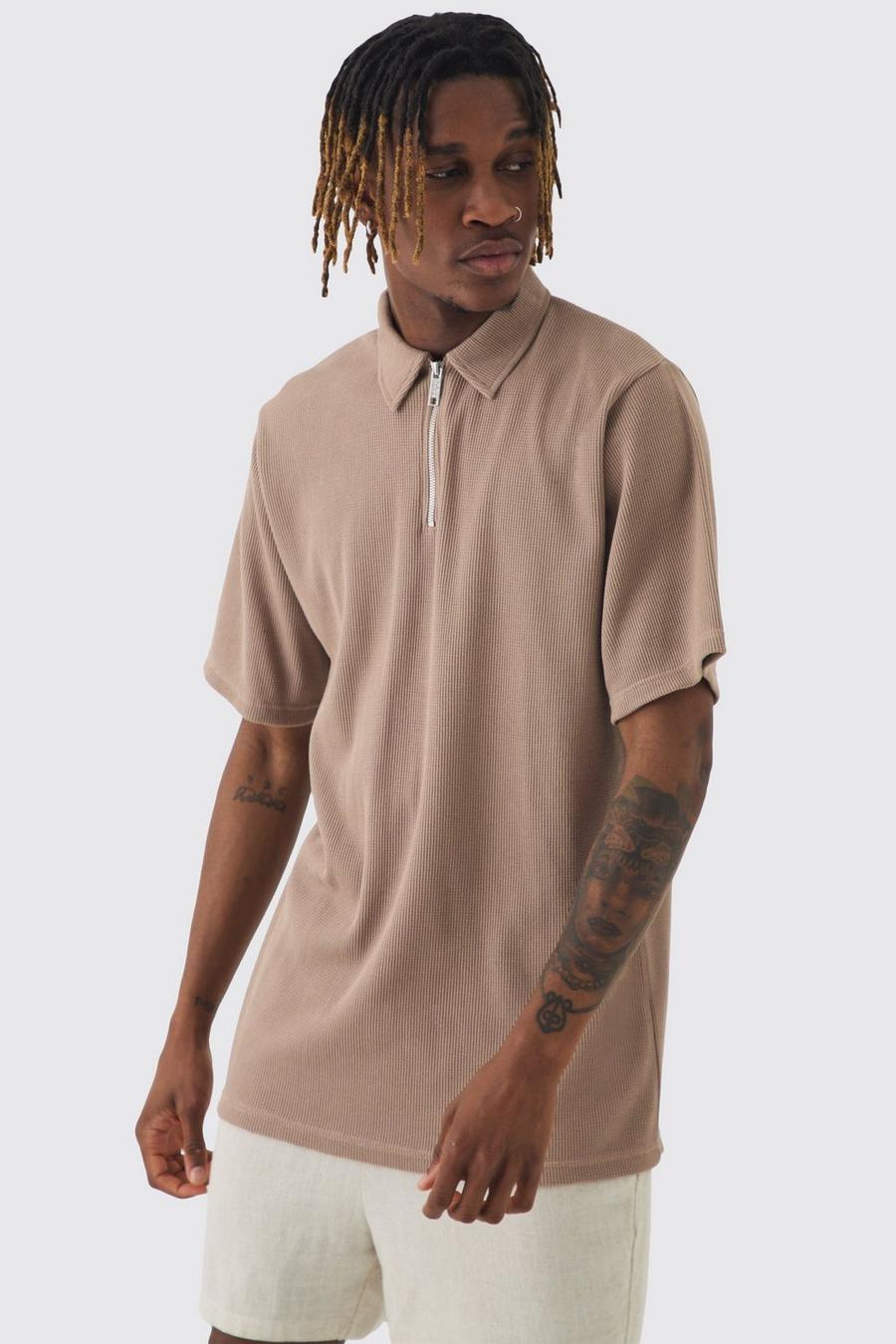 Taupe Tall Waffle Polo image number 1